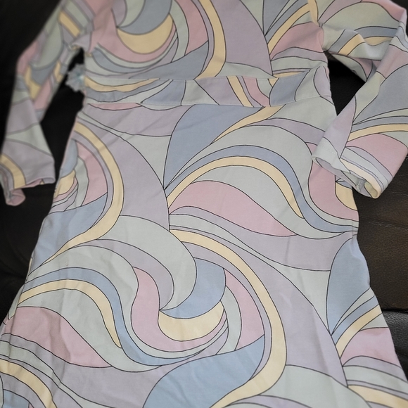 ❄️ Vintage Gymboree Après Ski Pastel Swirl Print Long Sleeved Toddler Dress - Picture 3 of 5